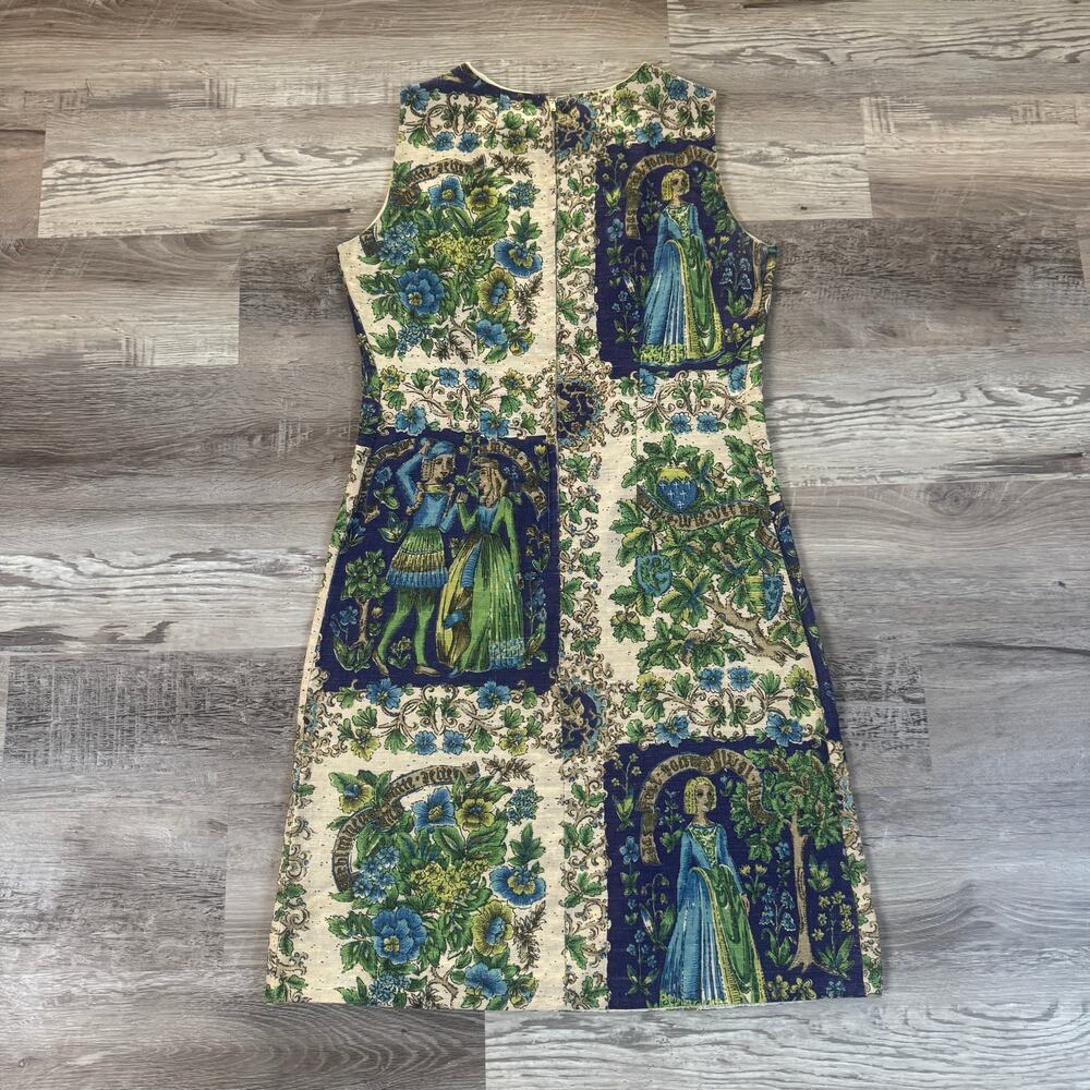 Vintage Cream, Blue & Green Printed Midi Dress - Picture 4 of 8